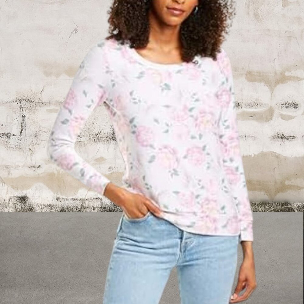 Chaser Women's Floral Pullover Blouse-Size Small